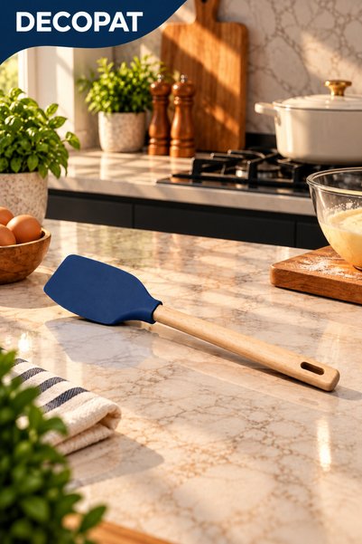 Decopat Silicone Spatula with Bamboo Handle Kitchen Utensil Flexible Dough an...