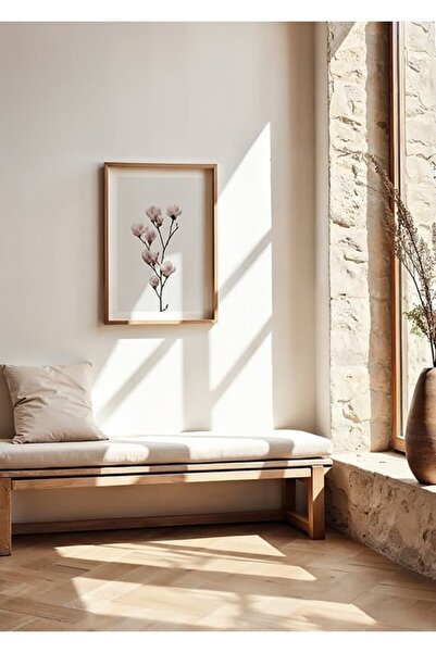 KEYFHOME Poster cu tablou MDF cu ramă din lemn cu floare de magnolie, cadou p...