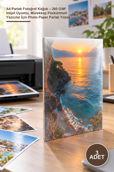 Yenilig 3 bucăți de hârtie foto lucioasă A4 – 260 G/M² compatibilă cu inkjet,...