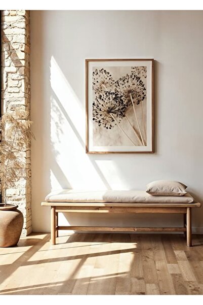KEYFHOME Poster de pictură MDF cu flori de Allium, înrămat în lemn, decor de ...