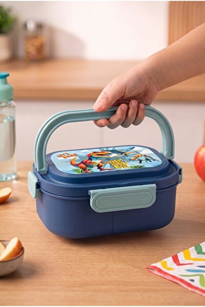 KaktüsKedi T-Rex Design 2-Tier 6-Compartment Leak-Proof Children's Lunch Box ...