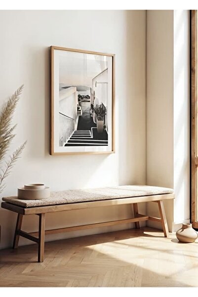 KEYFHOME Scările Santorini cu ramă din lemn MDF Tablou Poster Living Decor de...