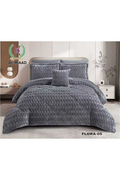 ALMIAAD Flower Winter Rabbit Fur Double Bedspread 7 Pieces - Soft Touch and W...