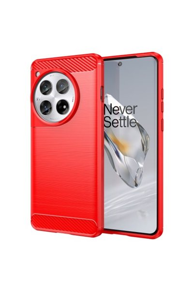 OEM Θήκη Σιλικόνης TPU Carbon Fiber για OnePlus 12 5G - Κόκκινο