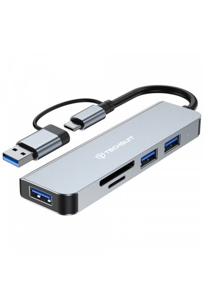 Techsuit Hub USB / USB-C H7 DataBridge, 5in1, Gri