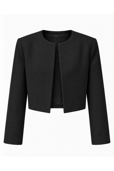 nidistore Women's Black Crew Neck Padded Lined Jacket