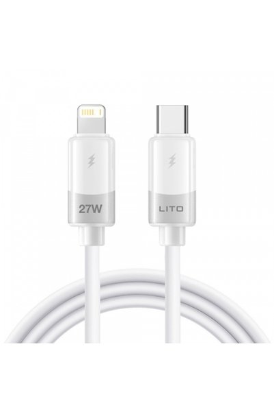 Lito Cablu de date și încărcare USB-C - Lightning LD07, 20W, 1m, Alb