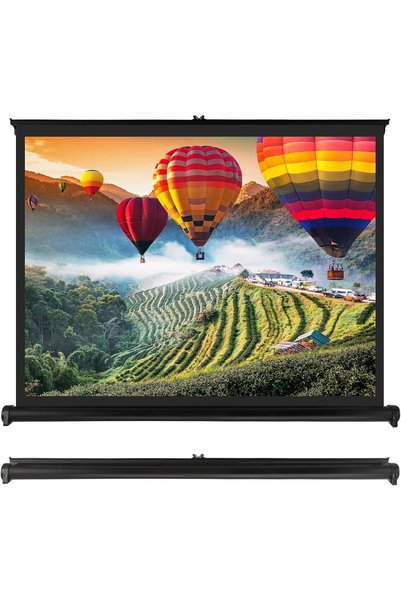 PYLE 50 Inches Projector Screen Portable Floor Standing Fold-Out Roll-Up Trip...