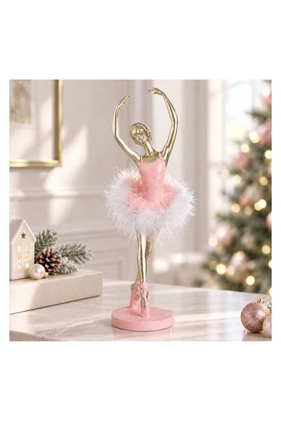 OEM Decorațiune de Crăciun Balerina cu Pene Roz 24 cm – Atmosferă Festivă pen...