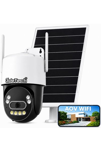 GENERAL JideTech Solar Security Camera Outdoor Wireless, 4K 8MP, Dual-Band Wi...