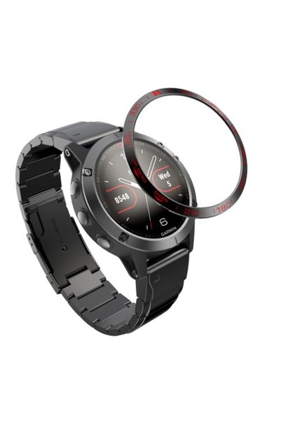 OEM Ατσάλινο Μεταλλικό Πλαίσιο για Garmin Fenix 5 - Μαύρο / Κόκκινο