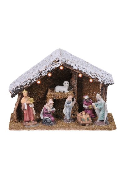 OEM Decorațiune de Crăciun Iesle cu 5 LED-uri 26x10.5x18 cm – 7 Figurine – De...