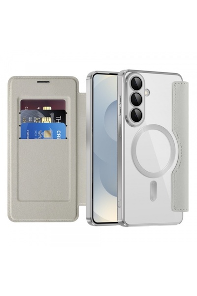 Techsuit Husă MagSafe pentru Samsung Galaxy S26, Techsuit, SmartMag Book, Gri
