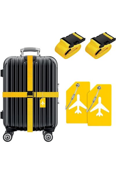 ALMEKAQUZ 4Pcs Luggage Straps Suitcase Tags Set, Travel Adjustable Suitcase B...