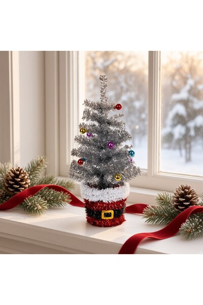 Ornament24 Brad artificial de Craciun, pentru masa sau birou, in ghiveci Mos ...