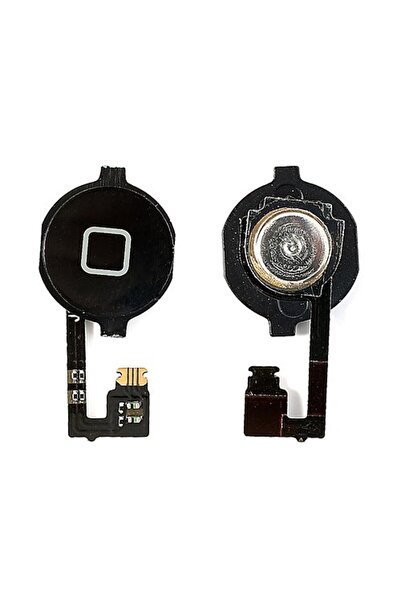 OEM Apple Πλήκτρο Home με Καλωδιοταινία και PCB Μεμβράνη για iPhone 4 - Μαύρο