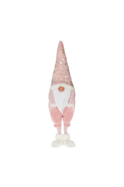 OEM Figurină Decorativa Gnome de Crăciun cu Salopeta Roz Blana Mâini in Buzun...