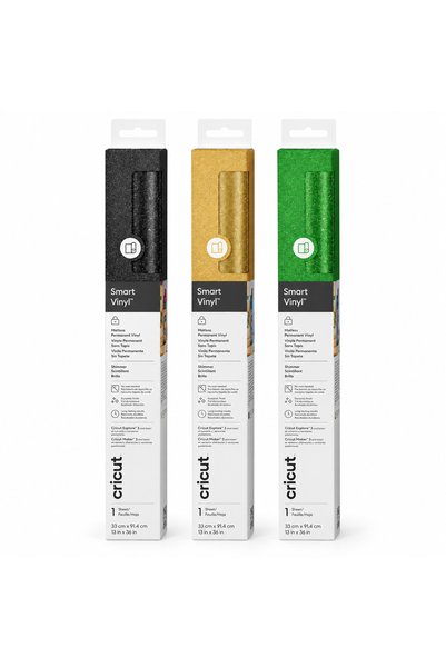 Cricut 2091549 Smart Vinil Kalıcı Işıltılı 3'lü Renk Seti 33 x 91 cm Siyah/Al...
