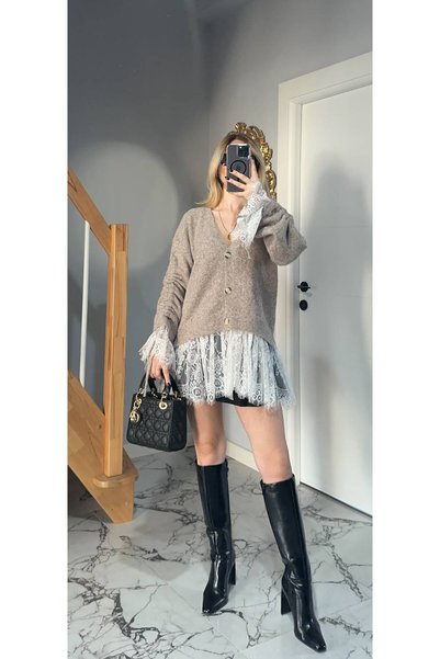 rose tml giyim Women's Lace Detailed Cardigan