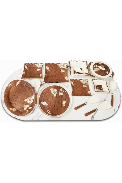 Primemag Melamine Dinner Set, 47 Pieces for 8 People, Premium Quality & Unbre...