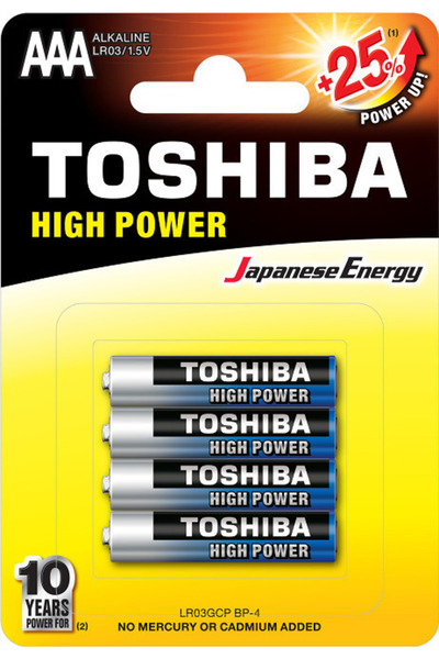 Toshiba High Power Μπαταρίες Αλκαλικές AAA ΜΙΝΙ LR03GCNP BP4 (4 τεμάχια)