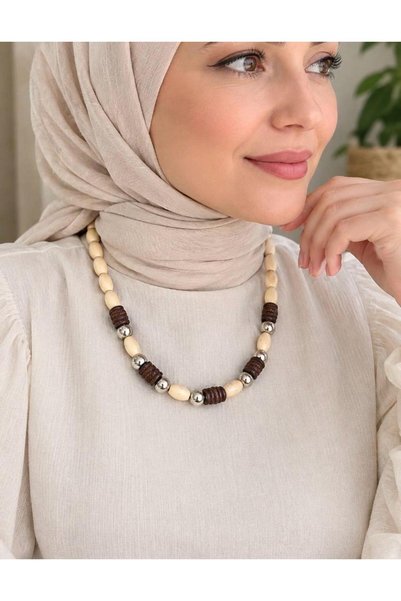 Canan Design بوهيم (C-D) قلادة خشبية بيضاوية الشكل - قلادة على شكل خرز معكرون...