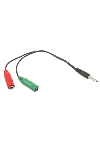 OEM Καλώδιο Ήχου 1 Αρσενικό AUX 3.5mm σε Δύο Θηλυκά 30 εκ.- Πράσινο/Κόκκινο