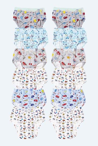 mintev Lycra Printed Boys' Underpants 300-0 (12 Pieces)