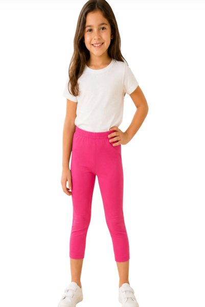 mintev Fuchsia Lycra Girls' Folded Knee-Length Tights 350 (6 Pieces)
