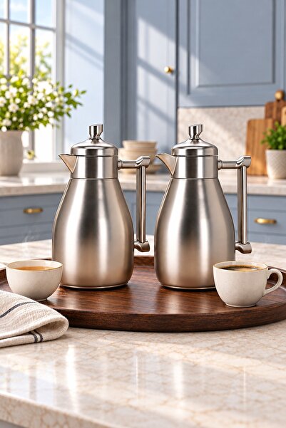 Generic Matte Silver Steel Hospitality Tramss Set (2 Pieces X 1L) – Royalty L...