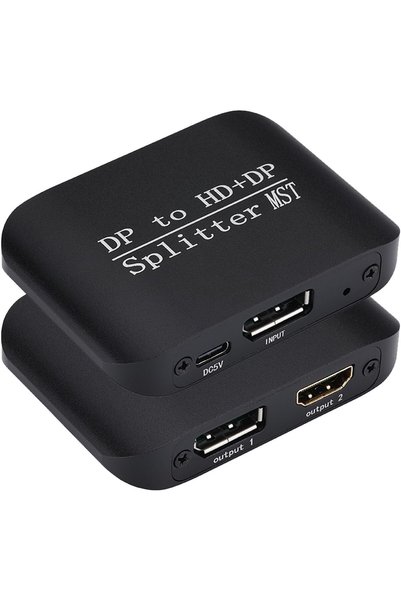 TERRIFI محول ومقسم DisplayPort إلى HDMI وDP يدعم وضع التكرار والتوسيع MST، مخ...
