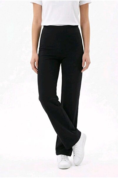 hies Black Pants - High Waist Flare Comfort Straight Cut Women's Trousers, Le...