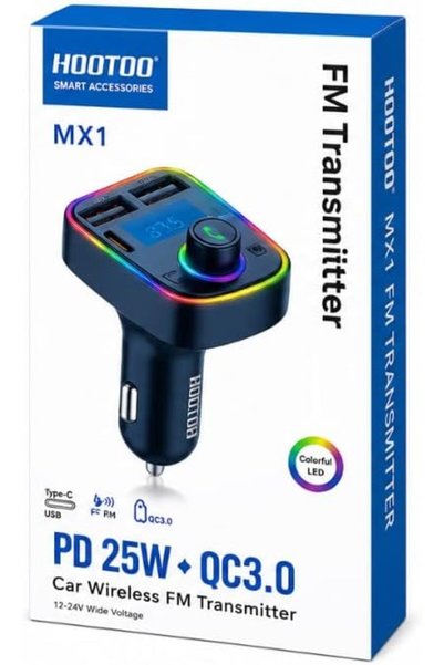 Generic Wireless FM Transmitter for Car, PD 25W Fast Charging and QC3.0, Blue...