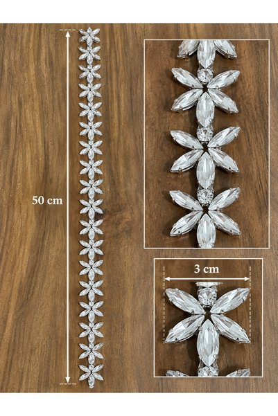 Ornaments Işıltılı Kristal Taş İşlemeli Abiye ve Gelin Kemeri Şerit - El Yapı...