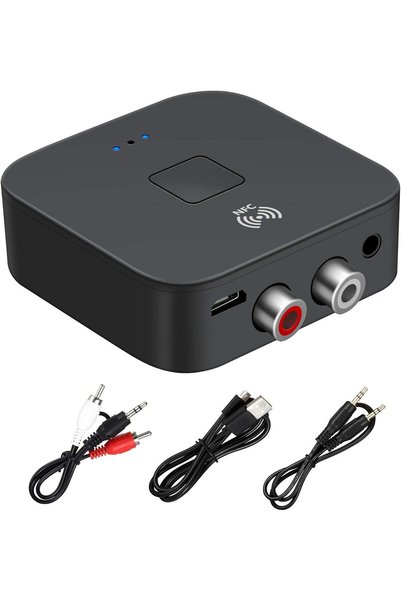KASTWAVE محول استقبال بلوتوث 5.0، موسع لاسلكي بتقنية NFC مع مدخل AUX أو RCA 3...