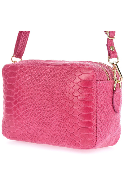 Vera Pelle Geantă de umăr din piele pentru femei, fucsia, croco italian, Belt...