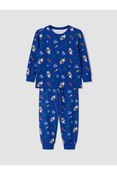 LC Waikiki Peak New Season Blue Printed Boys' Pajama Set