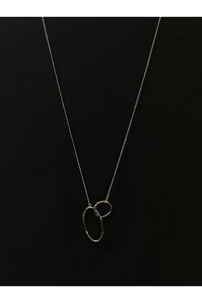 DUUE ACCESSORY Kadın Gold Gümüş Renk İç İçe Halka Uçlu Uzun Kolye