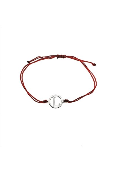 BIZZARO Brățară unisex cu inițială "L" din argint 925 si fir de mătase