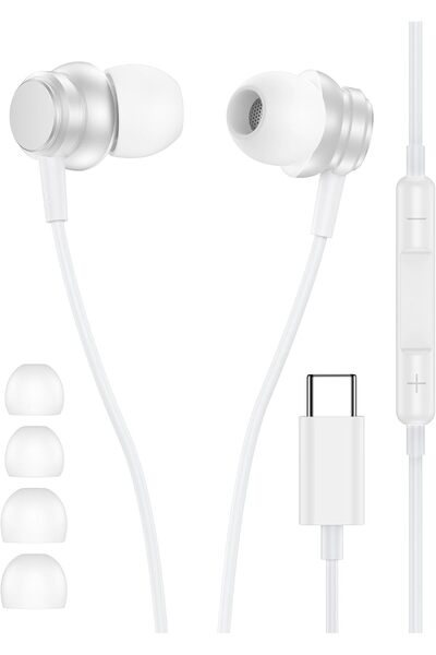 AILKIN سماعات أذن سلكية USB-C لهواتف آيفون 17 و16 و15 برو ماكس، سماعات أذن سل...