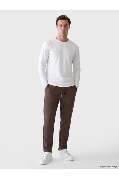 LC Waikiki Ozmarka New Season Brown Regular Fit Men's Sweatpants