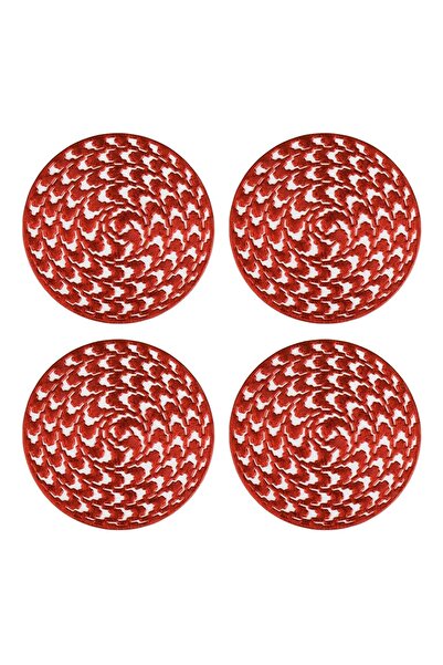 OEM Set Suporturi Pahar Roșii cu Model Spiralat Ø10 cm – 4 buc. – Decor Pract...