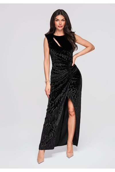 Larica by Ombre Rochie maxi de damă, mulată, decolteu tip lacrimă, șliț asime...