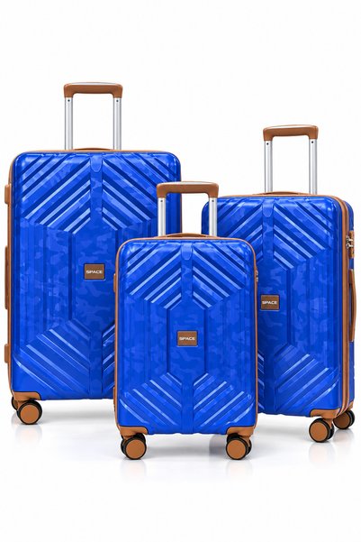 LUGGAGEMARKETİM مجموعة حقائب سفر SPACE الموديل 1782 مكونة من 3 قطع - هيكل صلب من مادة ABS - حقيبة كبيرة ومتوسطة وصغيرة للحمل