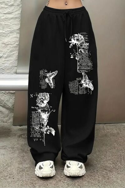 Ryam Mooda Unisex Oversize Sweatpants 3 Thread Raster Star Printed Relaxed Fi...