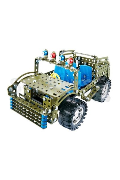 Generic Brand Joc de construcții din metal, mașină de teren decapotabilă, 283 piese, verde
