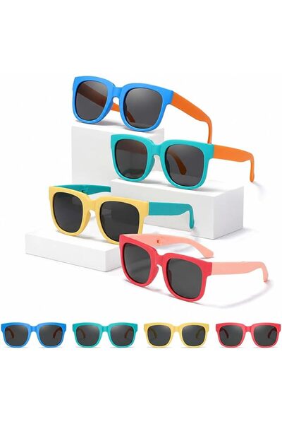 Generic 4 Pcs Kids Polarized Sunglasses, Foldable Sunglasses for Boys and Gir...