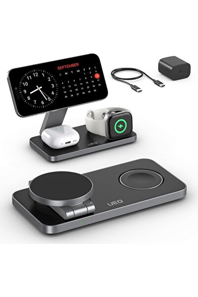 aqueque محطة شحن لاسلكية قابلة للطي 3 في 1 من UEQ لـ Apple Magsafe، حامل شحن ...