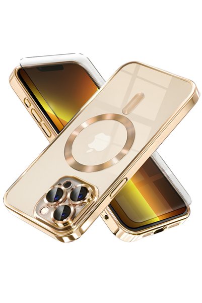 XGSM Husă iPhone 13 Pro, Electro MagSafe, Auriu + Folie de protecție ecran