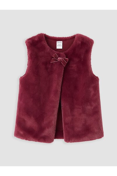 LC Waikiki Burgundy Crew Neck Girls' Plush Vest